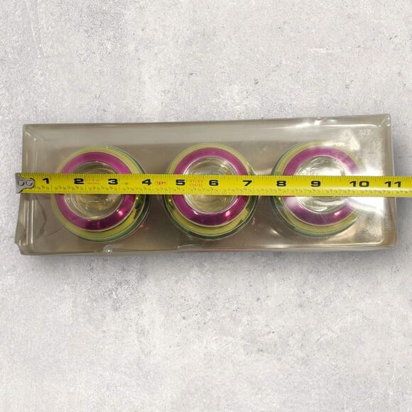 JCPenney Holiday Fun Mercury Glass Votive Holders Set of 3 Multicolor Stripe NIB - Picture 5 of 5